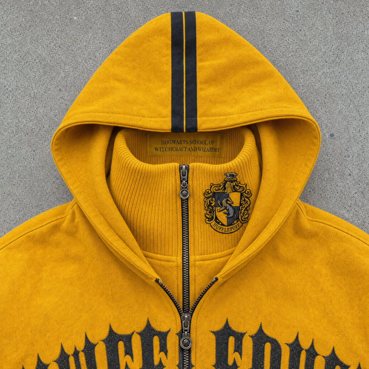 Hufflepuff hood and built-in balaclava detail