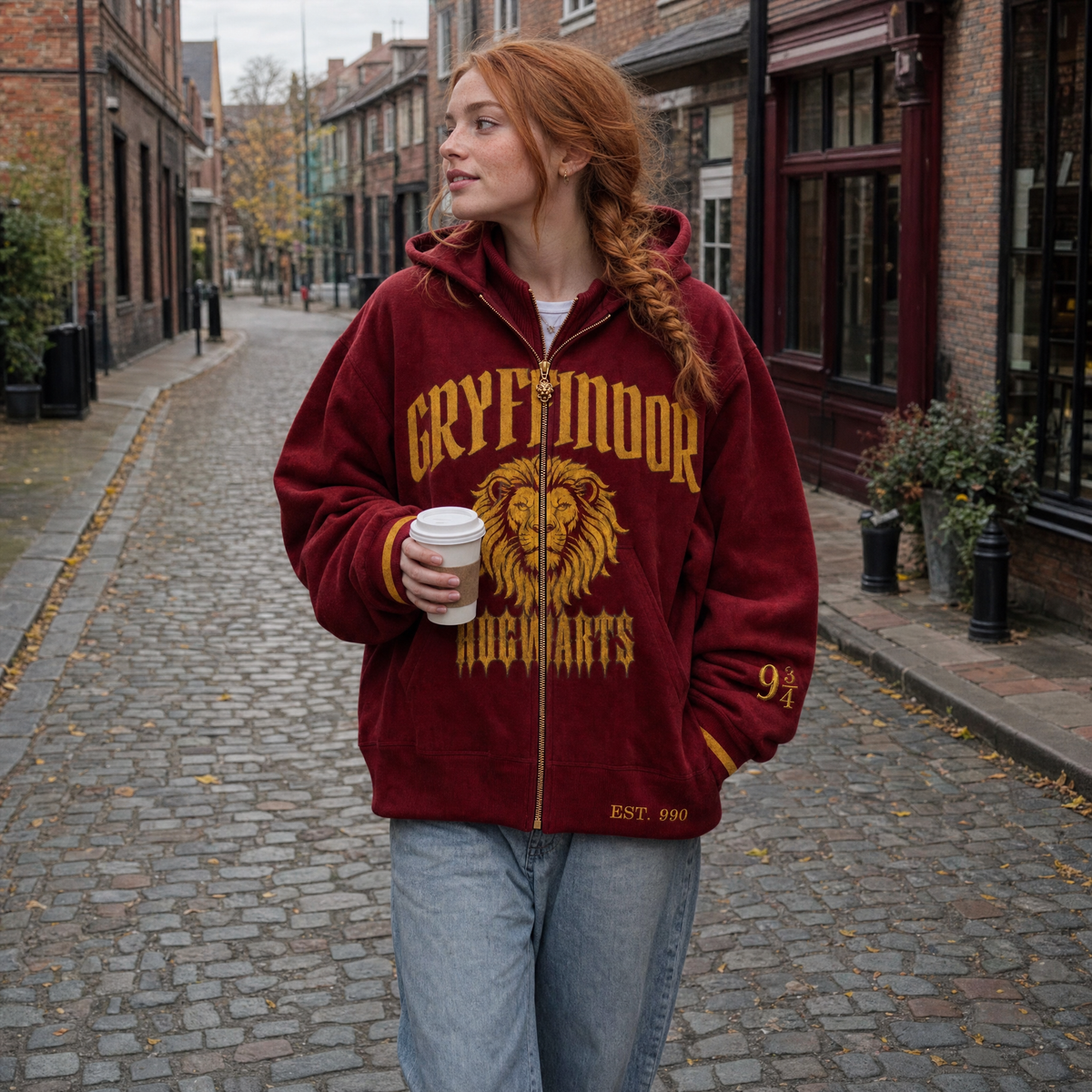 Gryffindor House Hoodie worn open like a normal hoodie
